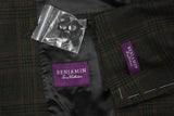 Benjamin Sartorial Sport Coat: 45R/46R, Dark greenish brown with rust plaid, Napoli 2-button, wool/cashmere