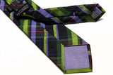Benjamin Tie, Chartreuse and light blue with Stewart plaid, silk
