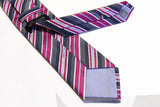 Benjamin Tie, Fuchsia with navy/sky/white stripes, silk