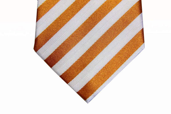 Benjamin Tie, Honey brown and white stripes, silk