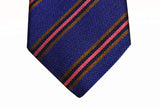 Benjamin Tie, Medium blue weave with brown/pink stripes,  silk