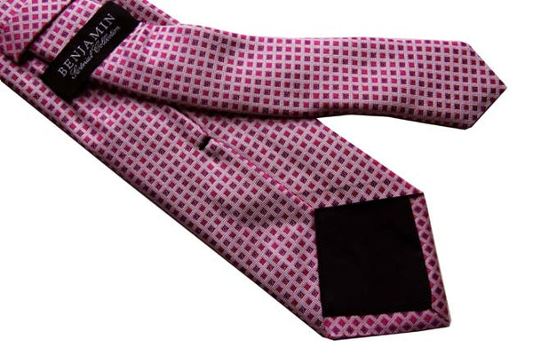 Benjamin Tie, Light pink small square pattern, silk