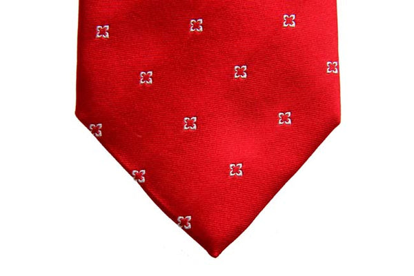 Benjamin Tie, Red with white pattern,  silk