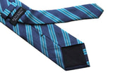 Benjamin Tie, Blue with aqua/teal/white stripes, silk