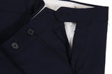 Bella Spalla Trousers: Navy Hopsack, Flat front, pure wool waffle hopsack - Reda
