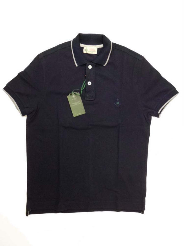 Borrelli Polo Shirt Small Navy Blue Cotton pique