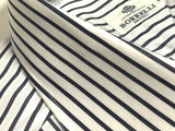 Borrelli Shirt 16.5: White with black stripes spread collar Cotton - slight damage
