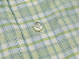 Borrelli Shirt 16.5 Chartreuse Light Blue Plaid Cotton