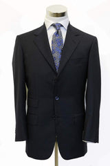 Castangia Sport Coat: 36R/38R Navy blue silver buttons, 3-button, 130's wool
