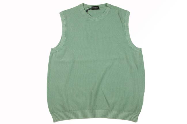 Drumohr Sweater: Small, Faded spearmint green weave, crewneck vest, pure cotton