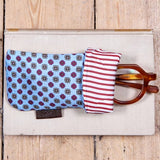 Sartorial Home Glasses Sleeve/Pochette, Sky blue geometric print Pure Silk