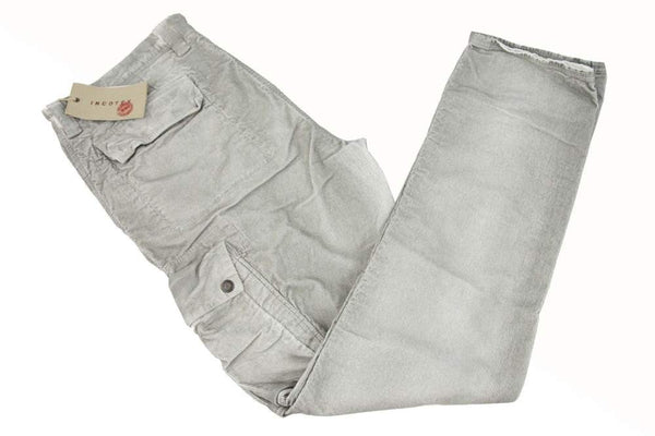 Incotex Trousers: 34, Gray cargo pocket flat front cotton corduroy