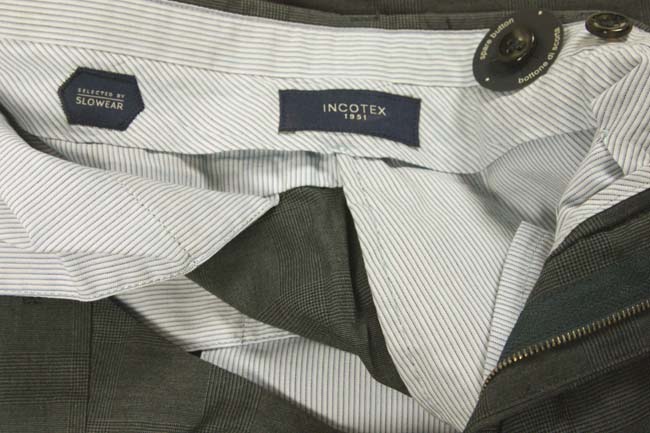 Incotex Trousers: 34, Grey, flat front, cotton/elastan
