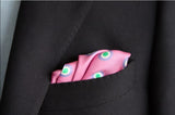Kiton Pocket Square Pink & periwinkle bullseye pattern, pure silk