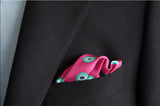 Kiton Pocket Square Fuchsia & teal bullseye pattern, pure silk