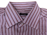 Kiton Sport Shirt L Spring Brown Stripe Linen/Cotton