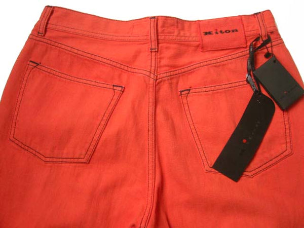 Kiton Jeans: 33, Orange, 5 pocket, pure cotton