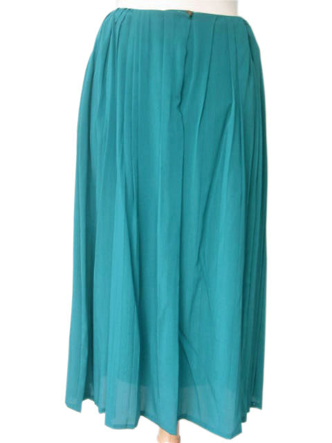 Kiton Women's Pleated Skirt Teal Turquoise Silk IT 42