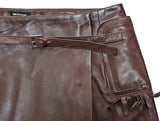 Kiton Women's Skirt Dark Brown Leather Fringed pockets IT 42