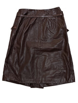 Kiton Women's Skirt Dark Brown Leather Fringed pockets IT 42