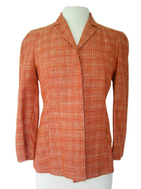 Kiton Women's Orange/White Silk Blend Jacket/Blazer IT 42/US 8