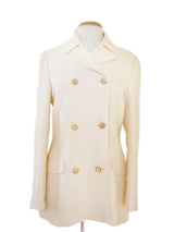 Kiton Women's Cream Herringbone Linen Double Breasted Belted Coat IT 42/US 8