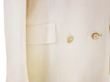 Kiton Women's Cream Herringbone Linen Double Breasted Belted Coat IT 42/US 8