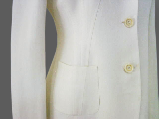 Kiton Women's Cream Herringbone Linen Coat IT 42/US 8 Stained