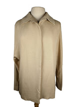 Kiton Women's Tan Silk Buttonless Jacket/Coat IT 42/US 8/10