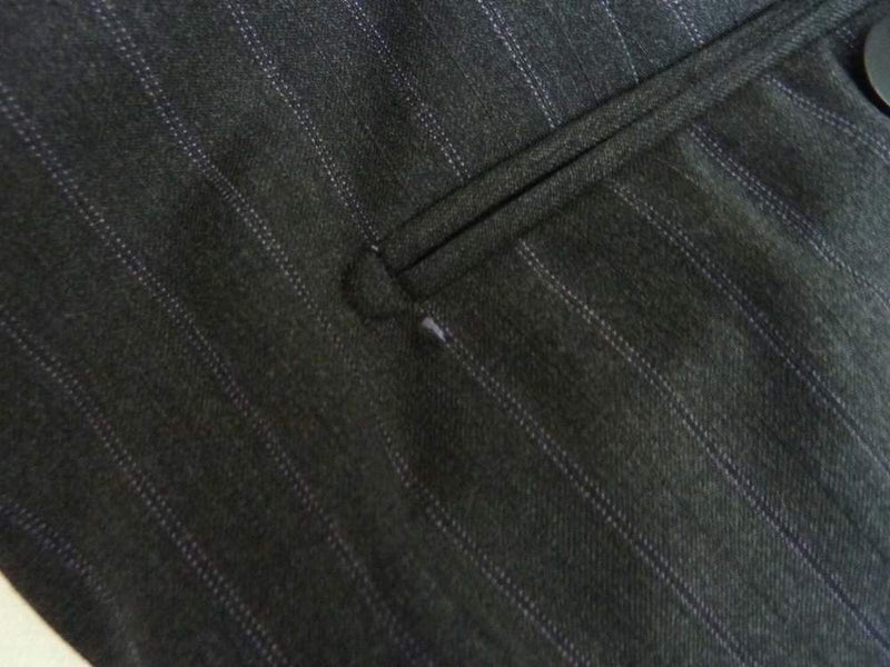 Lanvin by Caruso Suit 40L, Dark gray with purple stripe, 3-button, pure wool - slightly irregular