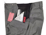 Luigi Bianchi Trousers 36, MId grey sharkskin Flat front Relaxed fit Wool