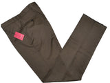 Luigi Bianchi Trousers 36, Brown sharkskin Flat front Relaxed fit Wool
