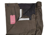 Luigi Bianchi Trousers 36, Brown sharkskin Flat front Relaxed fit Wool