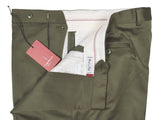 Luigi Bianchi Trousers 38, Olive green Flat front Relaxed fit Wool