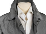 Luigi Bianchi  Trench Coat Large, Grey micro check Button front Polyester