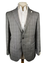 Luigi Bianchi Suit 40R Light grey with sky plaid 2-button Wool