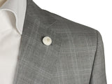 Luigi Bianchi Suit 40R Light grey with sky plaid 2-button Wool