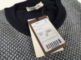 LBM 1911 Sweater Medium/50, Navy/White Crewneck Merino wool