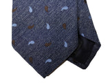 LBM 1911 Tie, Heathered blue with sky/brown paisleys 7cm Silk