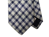 LBM 1911 Tie, Ivory/Navy plaid 7cm Silk