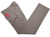 Luigi Bianchi Trousers 35, Taupe Micro check Flat front Tailored fit Cotton/Elastane