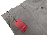 Luigi Bianchi Trousers 35, Taupe Micro check Flat front Tailored fit Cotton/Elastane