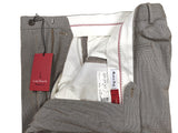 Luigi Bianchi Trousers 35, Taupe Micro check Flat front Tailored fit Cotton/Elastane