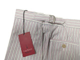 Luigi Bianchi Trousers 34, Navy/Pink/White striped Flat front Tailored fit Cotton
