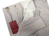 Luigi Bianchi Trousers 34, Navy/Pink/White striped Flat front Tailored fit Cotton