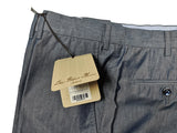 Luigi Bianchi Trousers 36, Dark chambray blue Flat front Tailored fit Cotton Blend