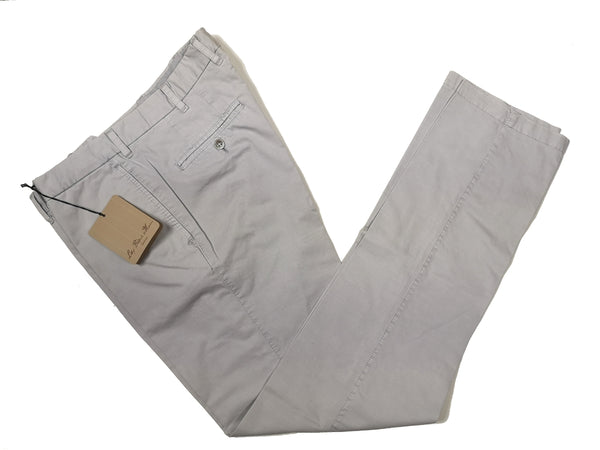 Luigi Bianchi  Trousers 36, Grey Flat front Tailored fit Pure Cotton