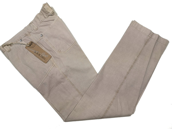 LBM 1911 Trousers 34, Beige Flat front Relaxed fit Cotton