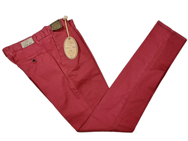 LBM 1911 Trousers 34, Red Pleated front Straight fit Cotton/Elastane