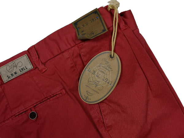 LBM 1911 Trousers 34, Red Pleated front Straight fit Cotton/Elastane